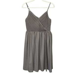 Banana Republic Pleated Crossover V-neck Strappy Dress Size 4 Gray Chiffon NEW